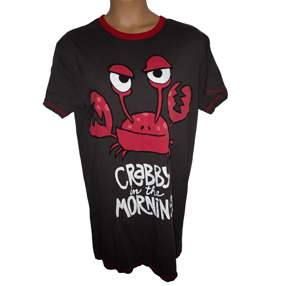 Lazy One Womens Crabby In The Morning Sleep Shirt Gray Red One Size Cute